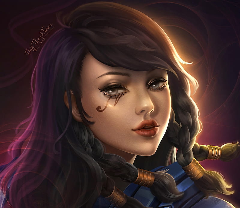 Pharah, art, overwatch, fantasy, luminos, girl, tinythanhtruc, face, HD wallpaper