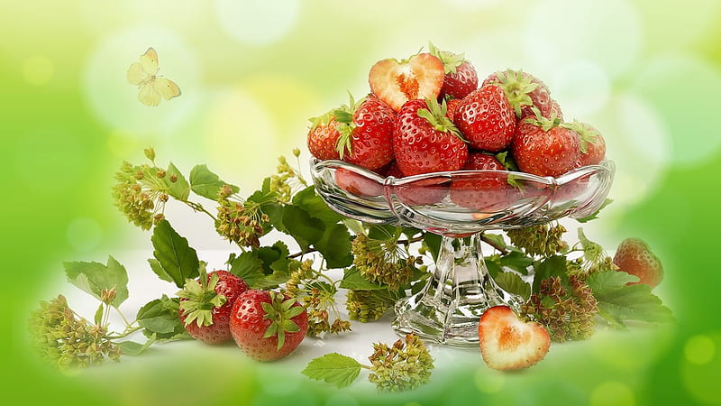 Still Life, Strawberries, Fruits, Mood, Spring, HD wallpaper