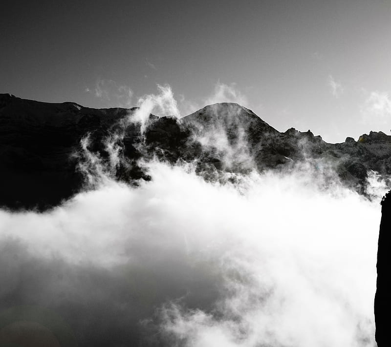 The traveler cloud, black and white, clouds, dancing, ebenalp, fluffy, fresh air, high altitude, landscape, mountain, natural phenomenon, nature, oxygen, sky, skyscape, swiss, switzerland, travel, view, visit, HD wallpaper