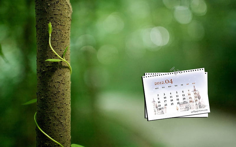 Tree-April 2012 calendar themes, HD wallpaper