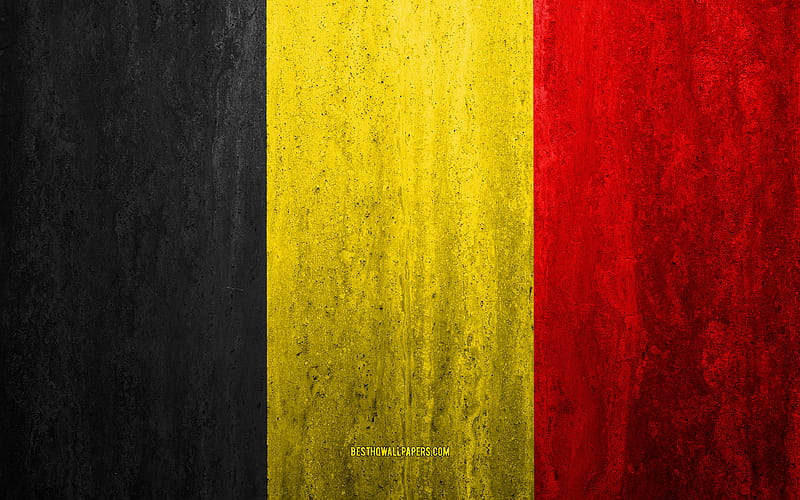 Flag of Belgium stone background, grunge flag, Europe, Belgium flag, grunge art, national symbols, Belgium, stone texture, HD wallpaper