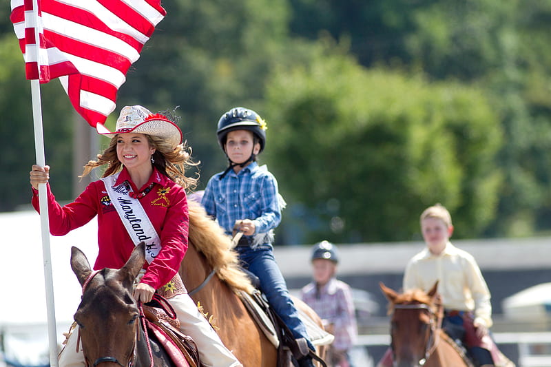 American dom. ., cowgirl, boots, children, outdoors, women, brunettes, girls, female, ranch, fun, America, flag, horses, parade, rodeo, western, style, HD wallpaper