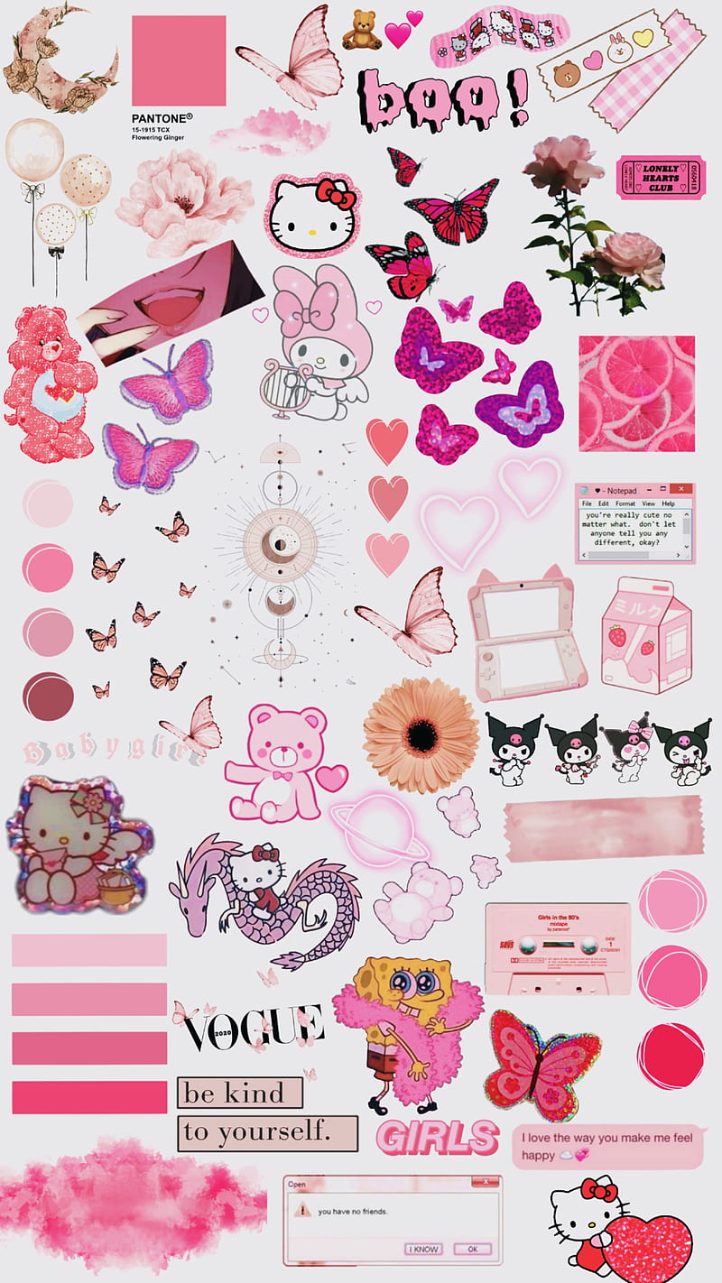 Pink Aesthetic , cute, flowers, happy, theme, HD phone wallpaper