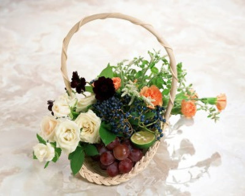 Flower arrangement, decoration, basket, arrangement, style, Flower, HD wallpaper