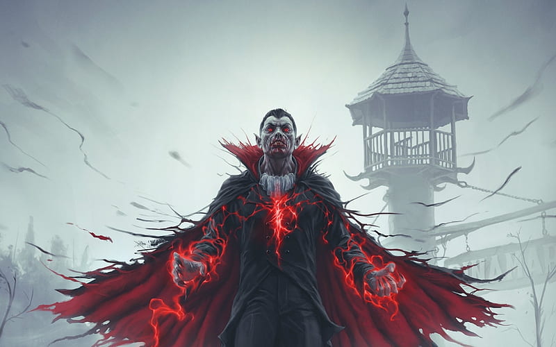 Dracula, red, fantasy, black, vampire, man, HD wallpaper | Peakpx