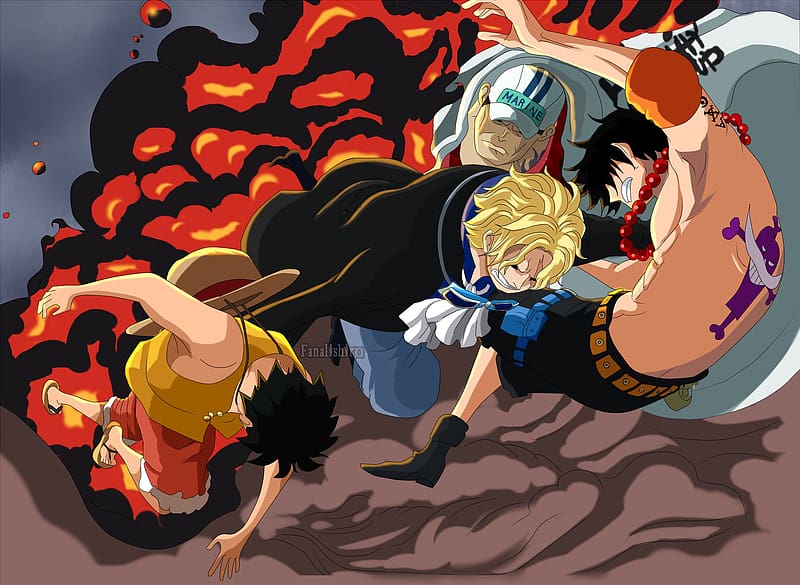 Anime, Portgas D Ace, One Piece, Monkey D Luffy, Sakazuki (One Piece), Sabo (One Piece), HD wallpaper