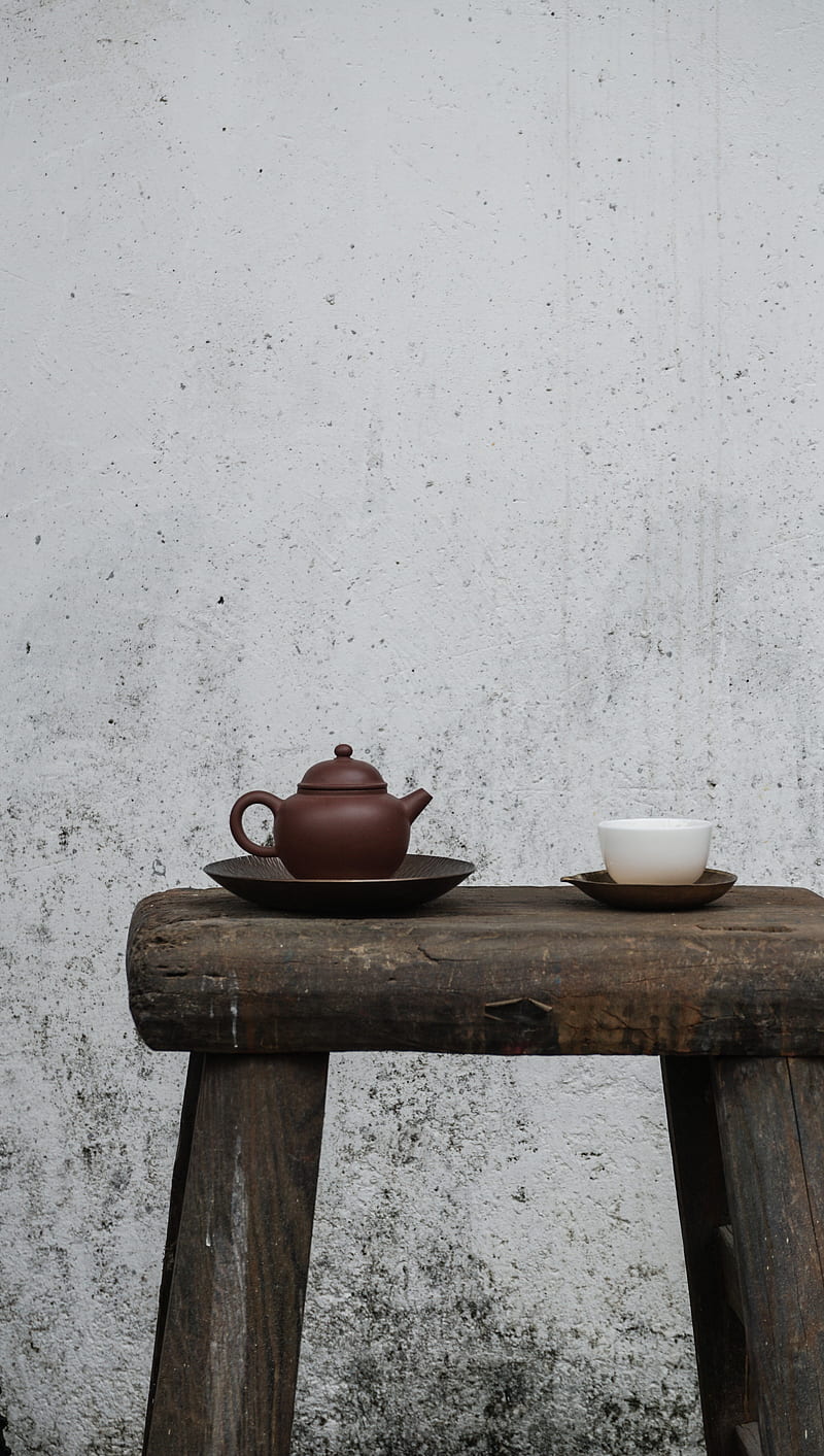 kettle, cup, table, tea, drink, HD phone wallpaper