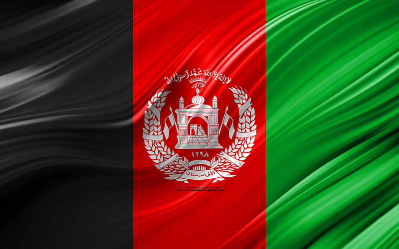 Afghan flag, Asian countries, 3D waves, Flag of Afghanistan, national symbols, Afghanistan 3D flag, art, Asia, Afghanistan, HD wallpaper