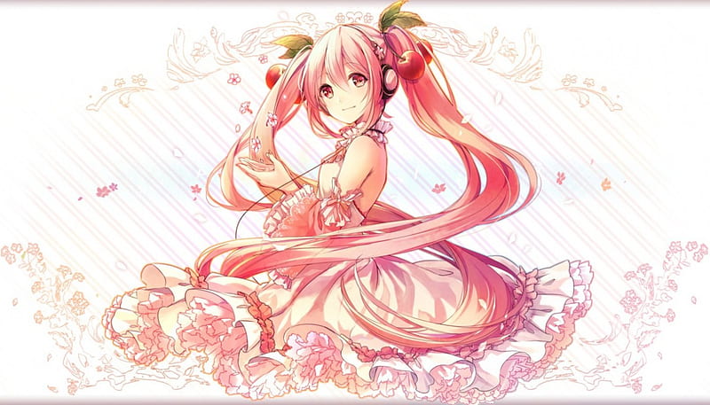 Sakura miku, sakura, cute, vocaloid, pretty, hatsune, anime, miku, HD wallpaper