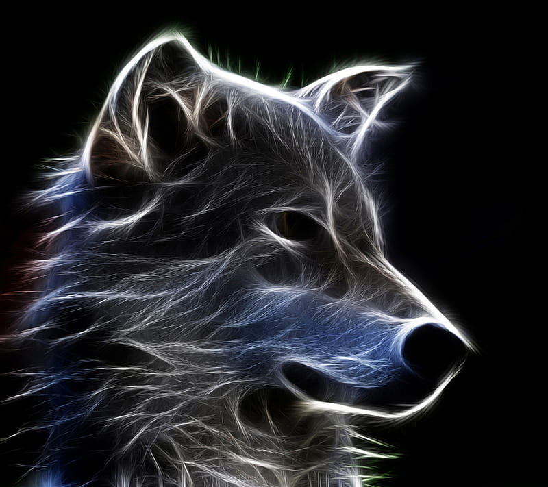 Wolf Furry Neon, HD wallpaper