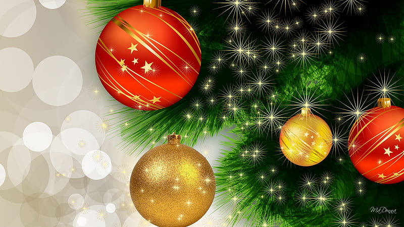 Vanilla Christmas, stars, feliz navidad, brand thunder, gold stars, christmas, xmas, tree, bokeh, balls, decorations, bright, bt engage firefox persona, shiny, HD wallpaper