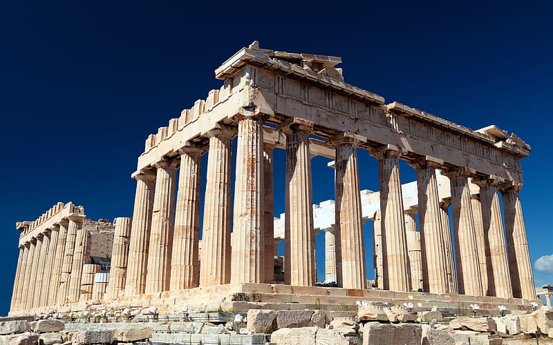 Athens Acropolis ruins, attractions, Greek columns, Athens, Greece, HD wallpaper