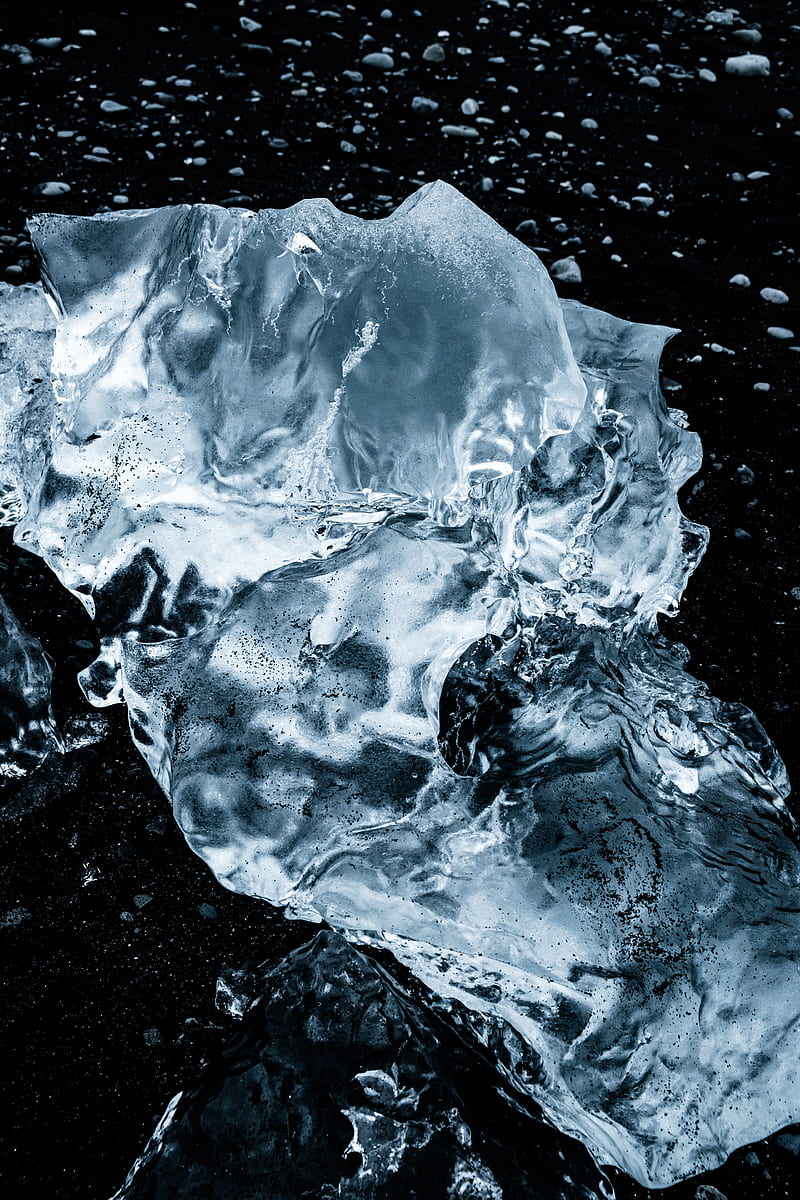 ice, frozen, macro, dark, HD phone wallpaper