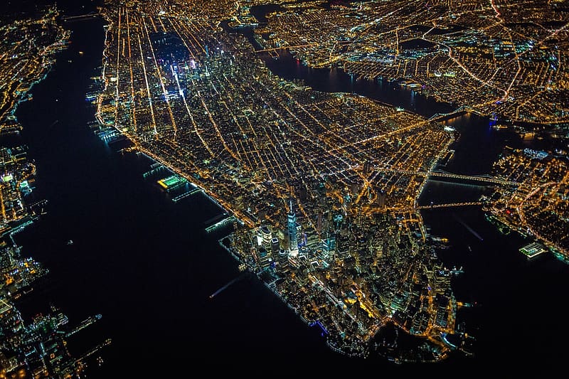 Cities, Night, Usa, City, Light, Cityscape, New York, Manhattan, HD wallpaper