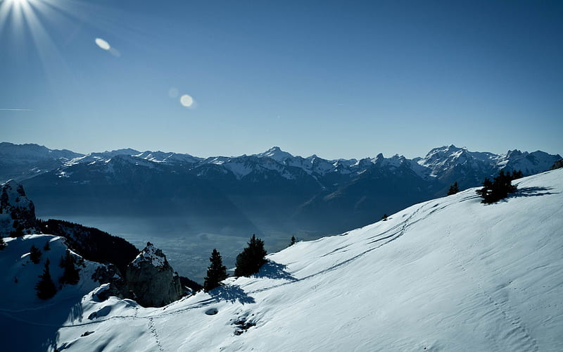 switzerland mountains-winter natural landscape, HD wallpaper