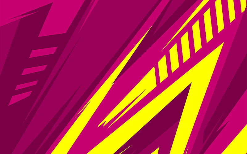 geometric shapes, colorful stripes, grunge art, geometric backgrounds, creative, purple yellow backgrounds, colorful lines, purple backgrounds, abstract lightings, HD wallpaper