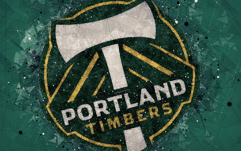 Portland Timbers American soccer club, logo, creative geometric art, green abstract background, emblem, art, MLS, Portland, Oregon, USA, Major League Soccer, football, HD wallpaper