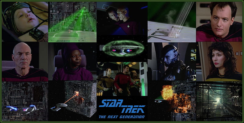 Q Who, The Borg, Q, Picard, Riker, Guinan, Star Trek The Next Generation, HD wallpaper