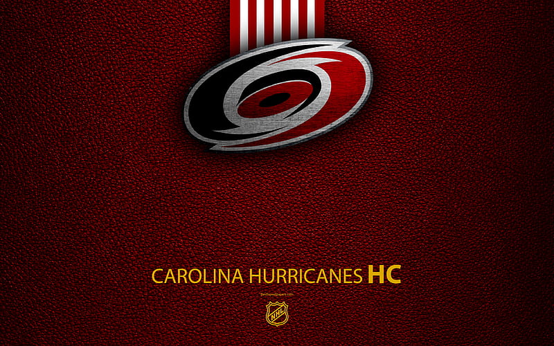Carolina Hurricanes, HC hockey team, NHL, leather texture, logo, emblem, National Hockey League, Raleigh, North Carolina, USA, hockey, Eastern Conference, Metropolitan Division, HD wallpaper