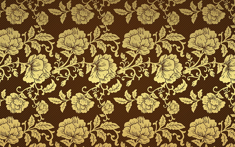 Golden floral background, floral texture, retro flower texture, golden  flowers, HD wallpaper | Peakpx