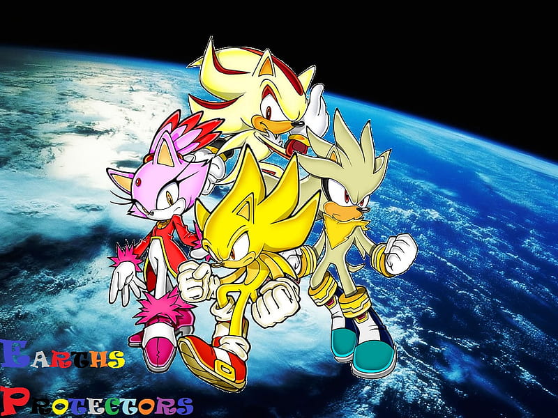 supers with shadow, shadow, sonic, silver, blaze, HD wallpaper