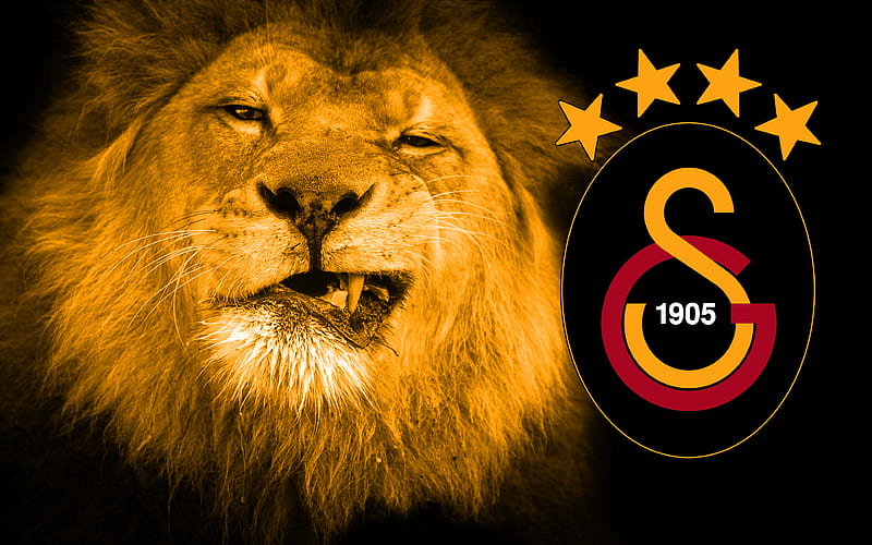 Galatasaray, lion, logo, Turkish Football Club, emblem, creative art, Istanbul, Turkey, HD wallpaper