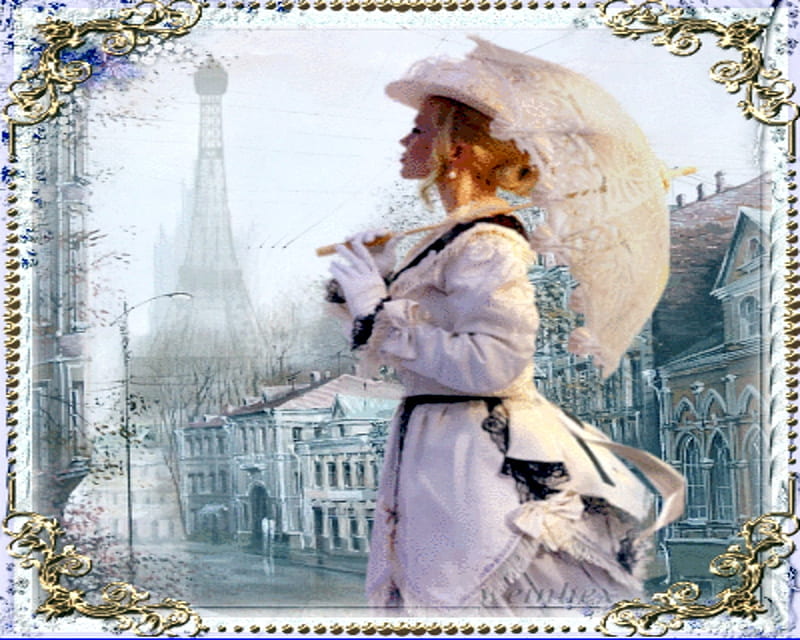 old fashion, retro, paris, framed, fashion, woman, hat, HD wallpaper