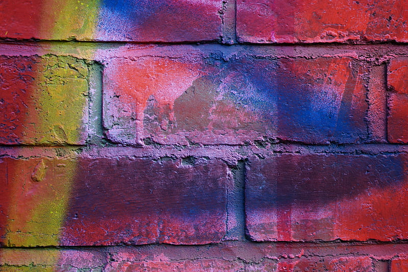 brick wall, multicolored, texture, HD wallpaper