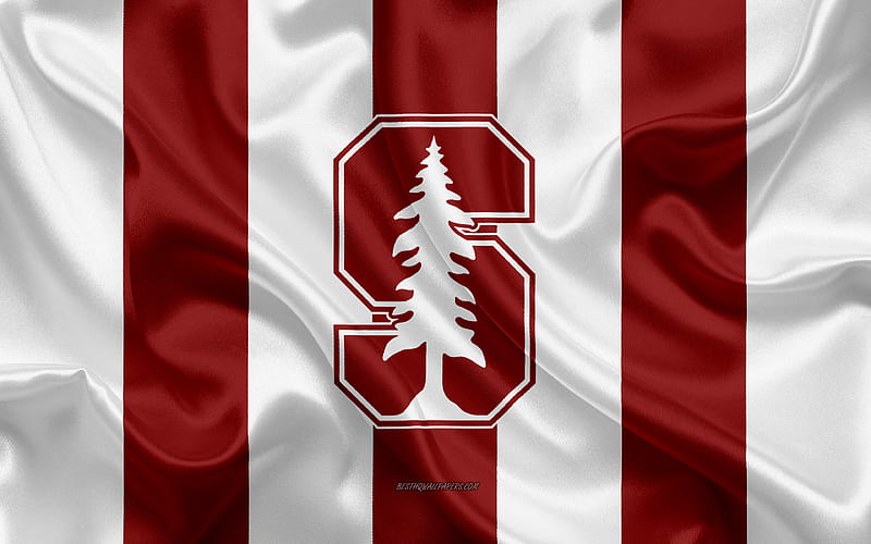 Stanford Cardinal, American football team, emblem, silk flag, red and white silk texture, NCAA, Stanford Cardinal logo, Stanford, California, USA, American football, Stanford University, HD wallpaper