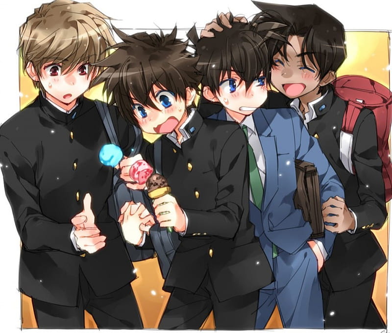 Boys of Detective Conan, Cute, Shinichi Kudo, Kaito Kuroba, Detective Conan, Hattori Heiji, Male, HD wallpaper