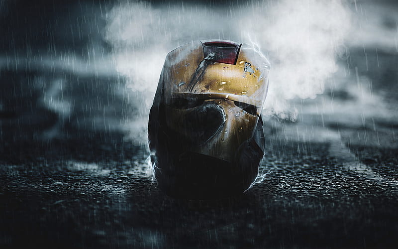 Left Iron Man Helmet, iron-man, superheroes, artist, artwork, digital-art, HD wallpaper