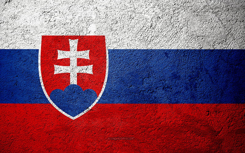 Flag of Slovakia, concrete texture, stone background, Slovakia flag, Europe, Slovakia, flags on stone, HD wallpaper