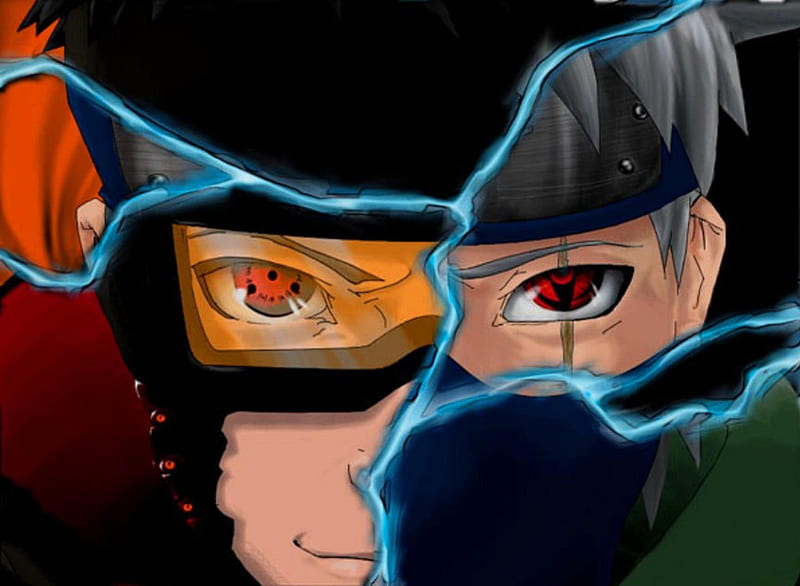 Download Kakashi Hatake and Tobi Face Off in the World of Naruto Wallpaper