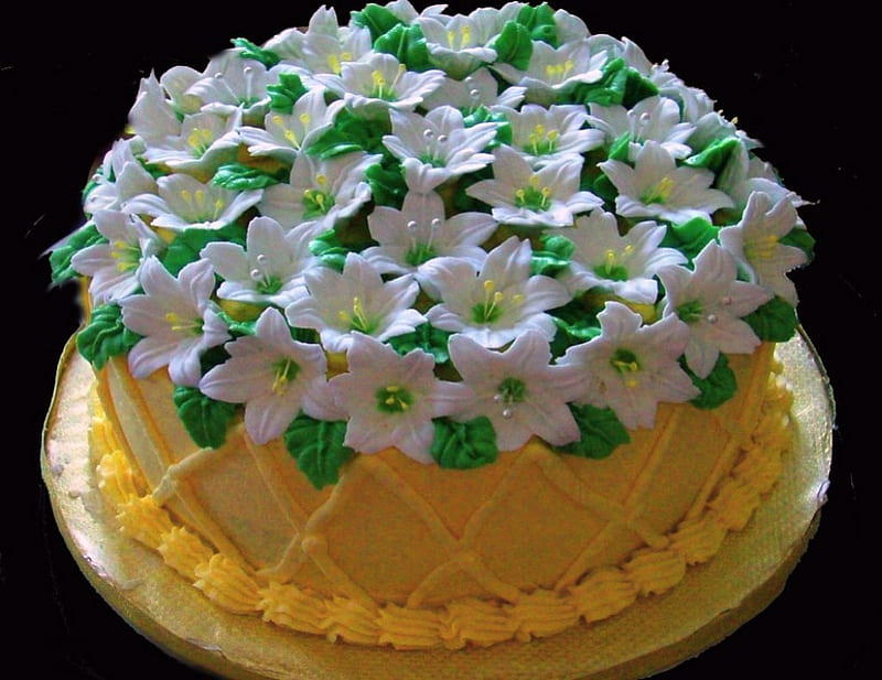 Easter treat, cake, flowers, spring, dessert, HD wallpaper