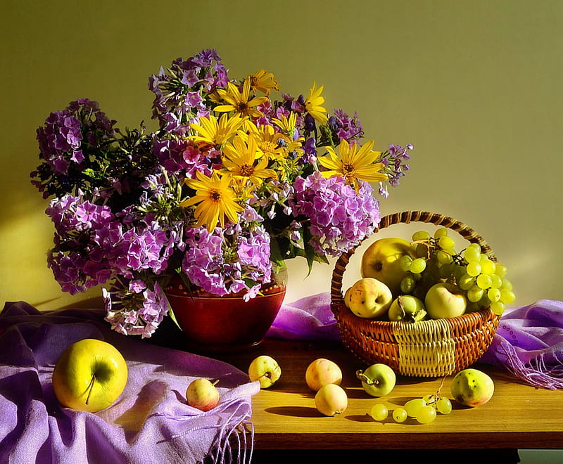 Still life with fruits, pretty, autumn, apples, veil, fruits, bonito ...