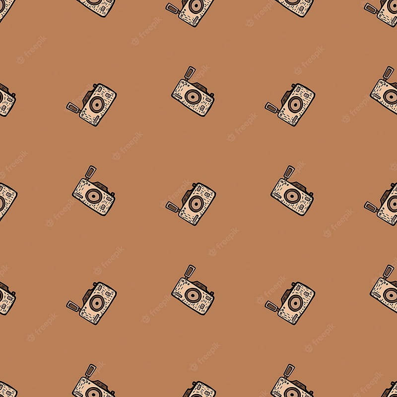 Premium Vector. camera seamless pattern. cute vintage cameras background. repeated texture in doodle style for fabric, wrapping paper, , tissue. vector illustration, HD phone wallpaper