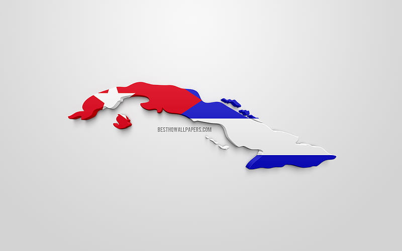 3d flag of Cuba, silhouette map of Cuba, 3d art, Cuban flag, North America, Cuba, geography, Cuba 3d silhouette, HD wallpaper