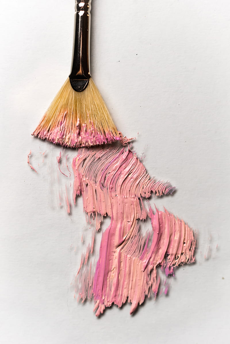 Pink and Brown Broom on White Wall, HD phone wallpaper