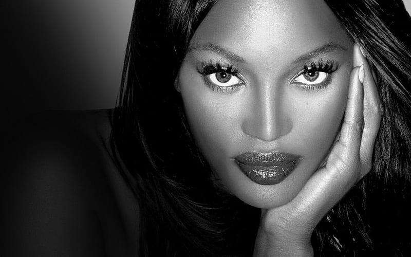 Naomi Campbell Model African Black Woman Monochrome Girl Beauty