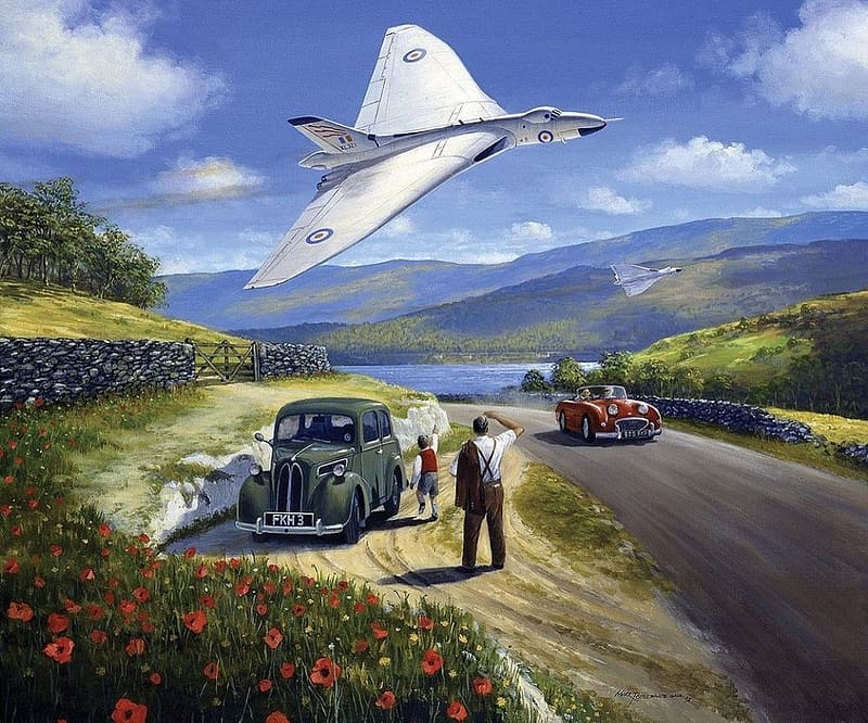 Vulcan Fly Past, Artwork, Avro Vulcan, Art, British Aircraft, HD wallpaper