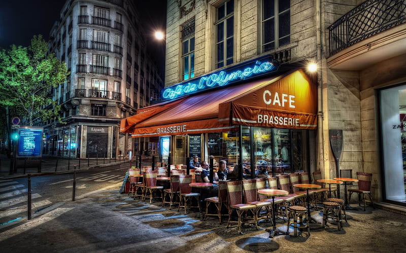 cafe paris-France landscape, HD wallpaper