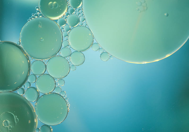 bubbles, water, blue, circles, HD wallpaper