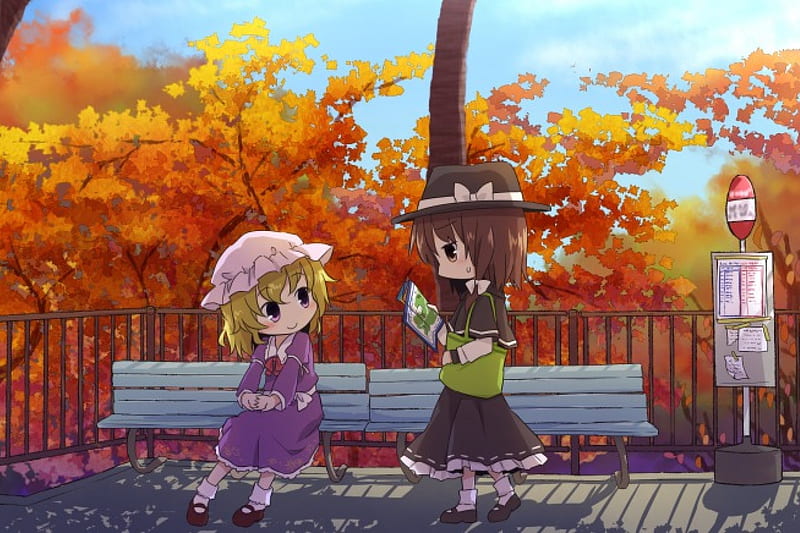 Oh No, Where Are We?, autumn, blush, leaves, anime, usami renko, maribel  han, HD wallpaper | Peakpx