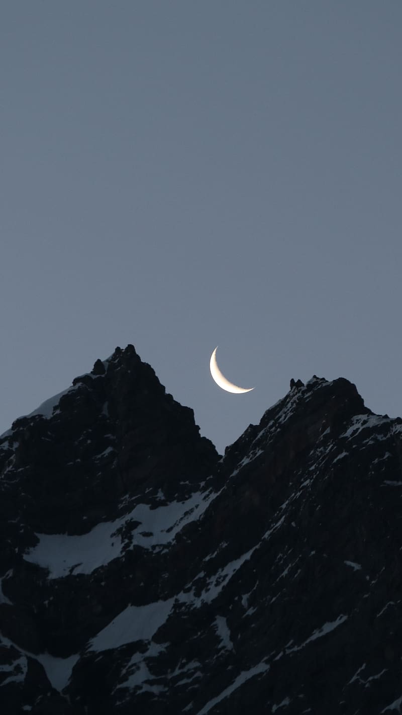 Black , Half Moon, Mountains, HD phone wallpaper