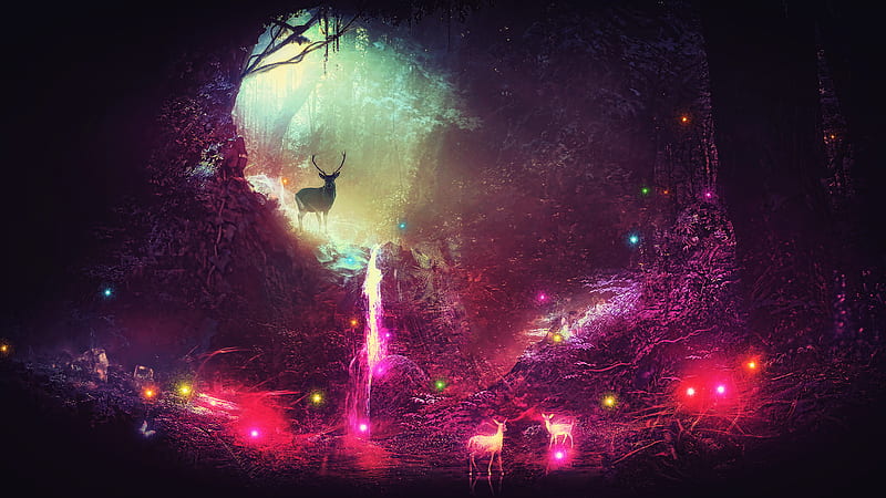 Fantasy Magic Deer Artwork , fantasy, deer, artwork, artist, HD wallpaper