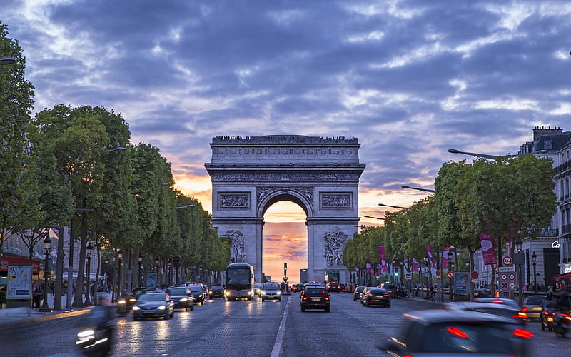 Arc de Triomphe, Paris, monument, Arc de Triomphe, Paris, France, street, HD wallpaper