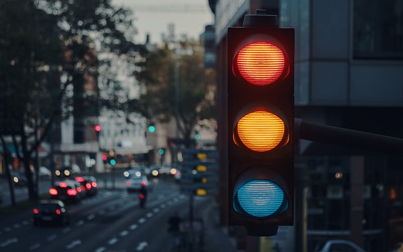 traffic light, city traffic concepts, red yellow green light, road regulation, HD wallpaper