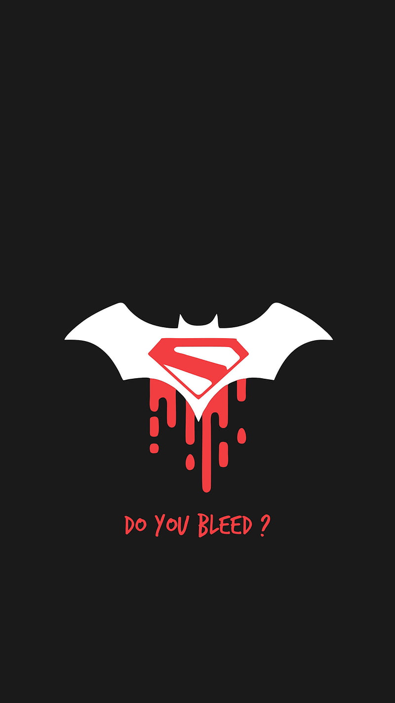 Batman Vs Superman, batman, black, dark, dc, justice league, marvel, minimal, red, superman, white, HD phone wallpaper