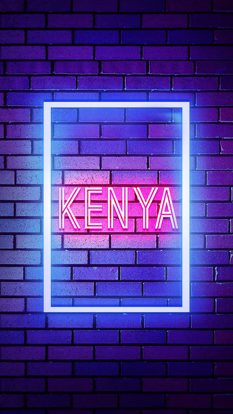 Kenya, Neon Kenya, countries, country, country name, HD phone wallpaper