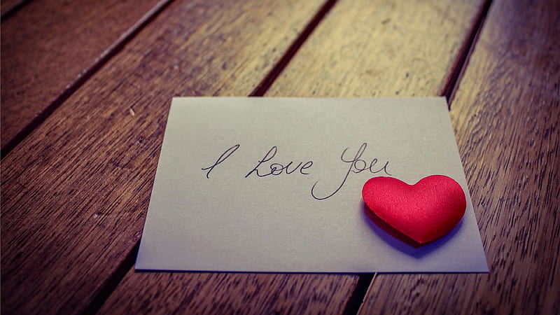 I Love You Text In Square Paper With Red Heart I Love, HD wallpaper